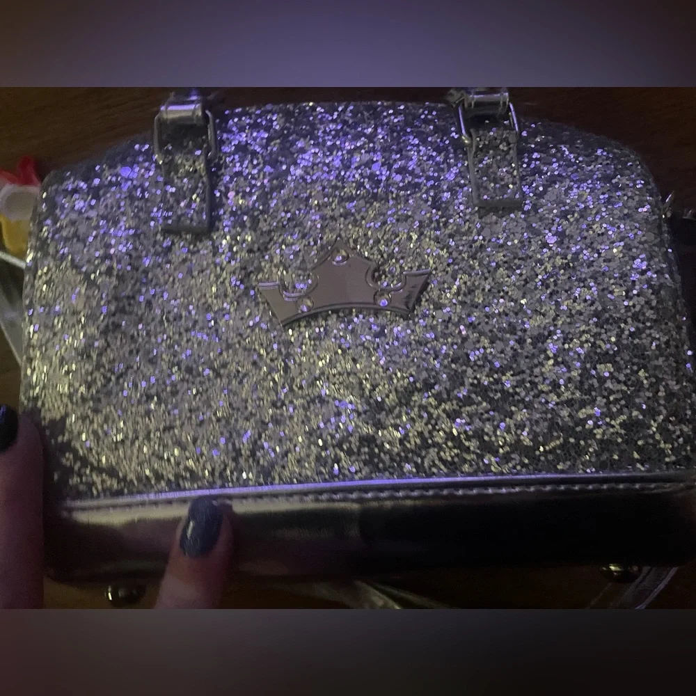 Disney Princess silver glitter purse w/ mermaid fidget toy NEW